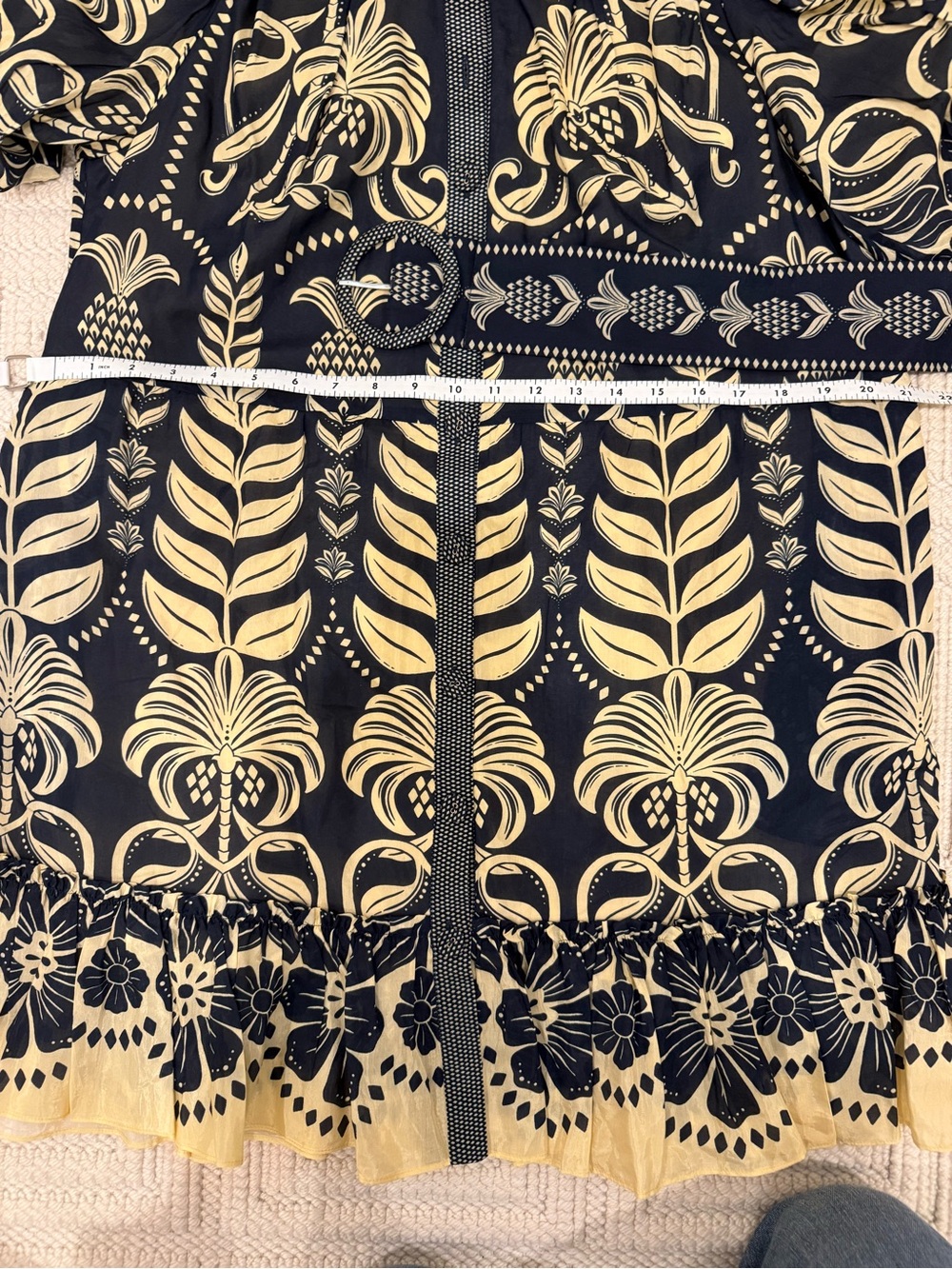 Farm Rio Floral Mini Dress in Blue & Cream Like New - Picture 8 of 9
